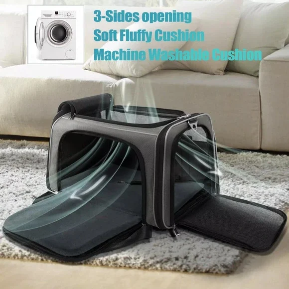 20lbs 1680D Oxford Pet Cat Carrier Airline Approved Breathable Mesh Dog Trave... - Picture 2 of 8